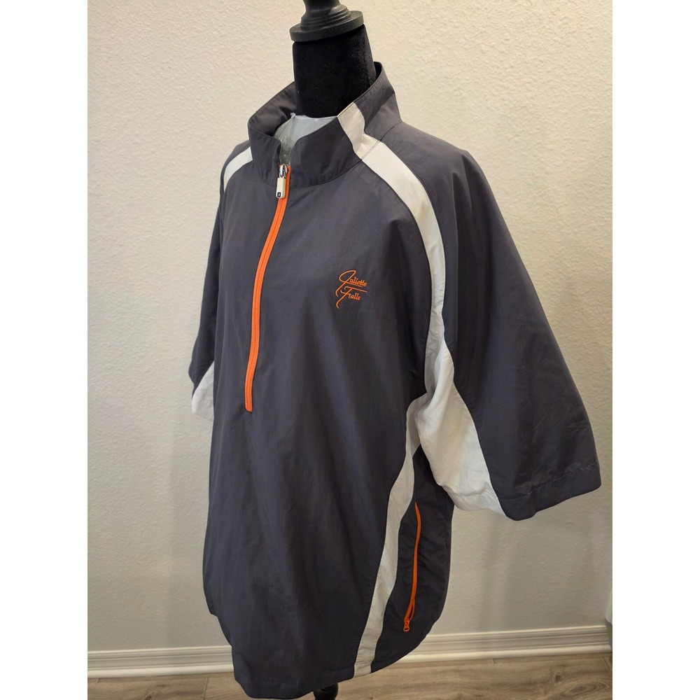 FootJoy Mens Juliette Falls Golf Windbreaker Short Sleeve Quarter Zip Grey Large